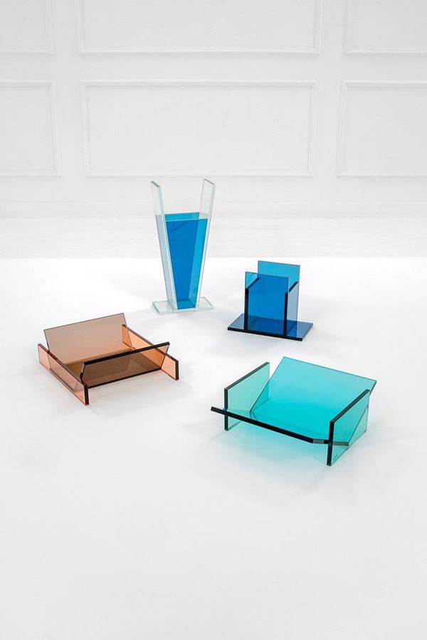 Ettore Sottsass : Quattro vasi 
Cristallo color  - Asta Design - Incanto Casa d'Aste e Galleria