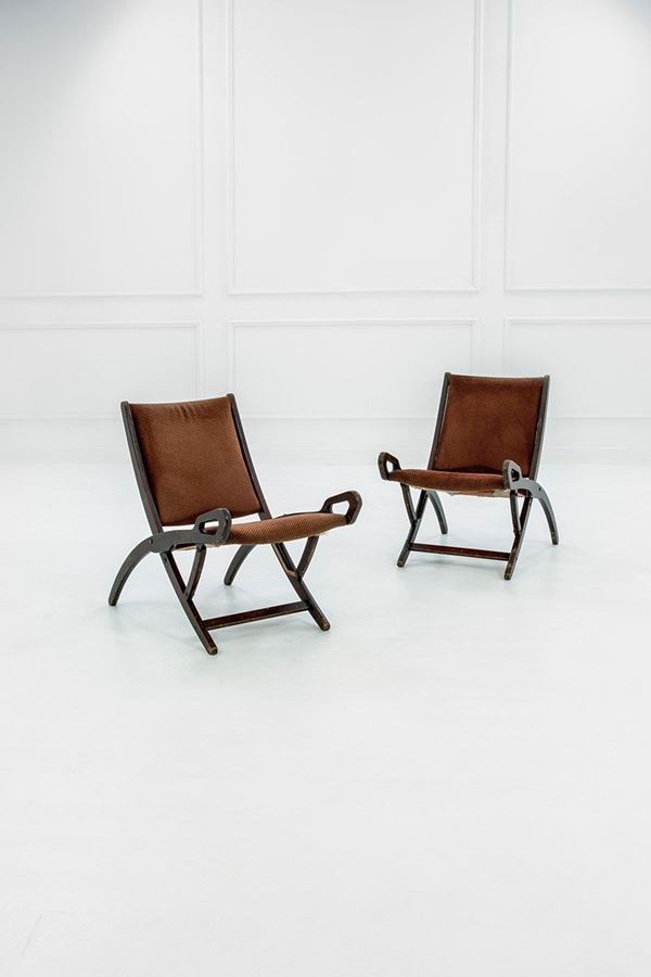 Gio Ponti : Due poltroncine pieghevoli mod  - Asta Design - Incanto Casa d'Aste e Galleria