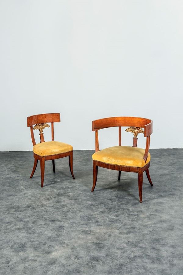 Due sedie e due poltrone in ci  - Auction Antiquariato - Incanto Casa d'Aste e Galleria