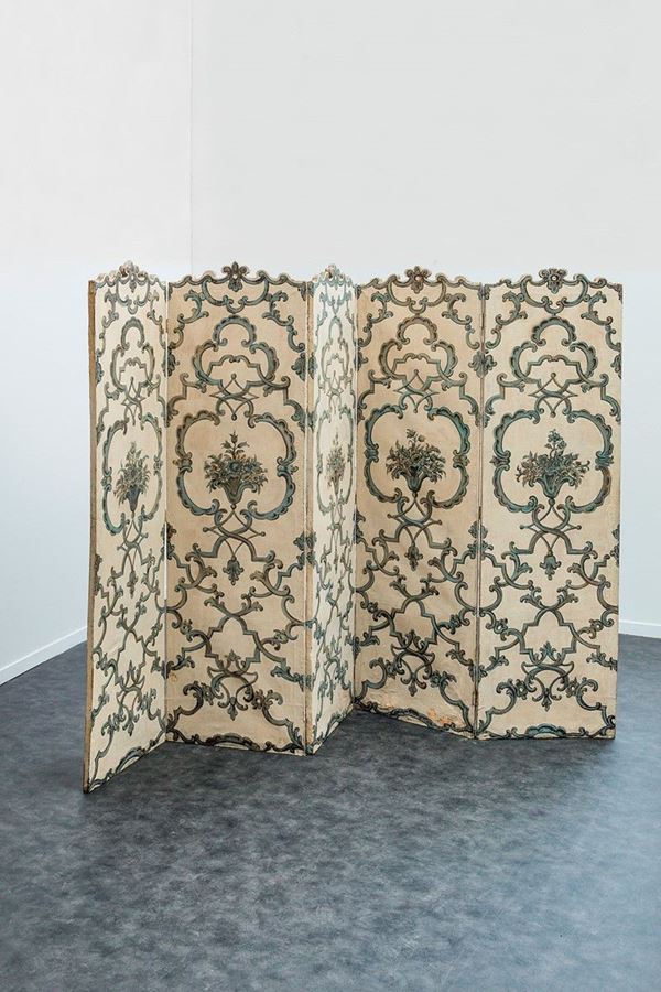 Paravento a cinque ante dipint  - Asta Antiquariato - Incanto Casa d'Aste e Galleria