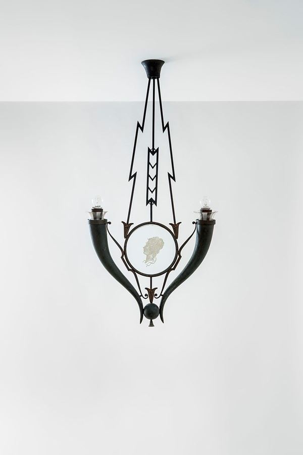 Gio Ponti : Lampadario
Metallo brunito, v  - Auction Design - Incanto Casa d'Aste e Galleria