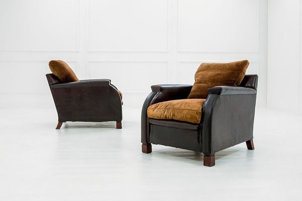 Vittorio Bega - Due poltrone
Legno, pelle, te