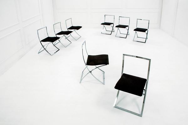 Marcello Cuneo : Otto sedie pieghevoli mod. Lui  - Asta Design - Incanto Casa d'Aste e Galleria