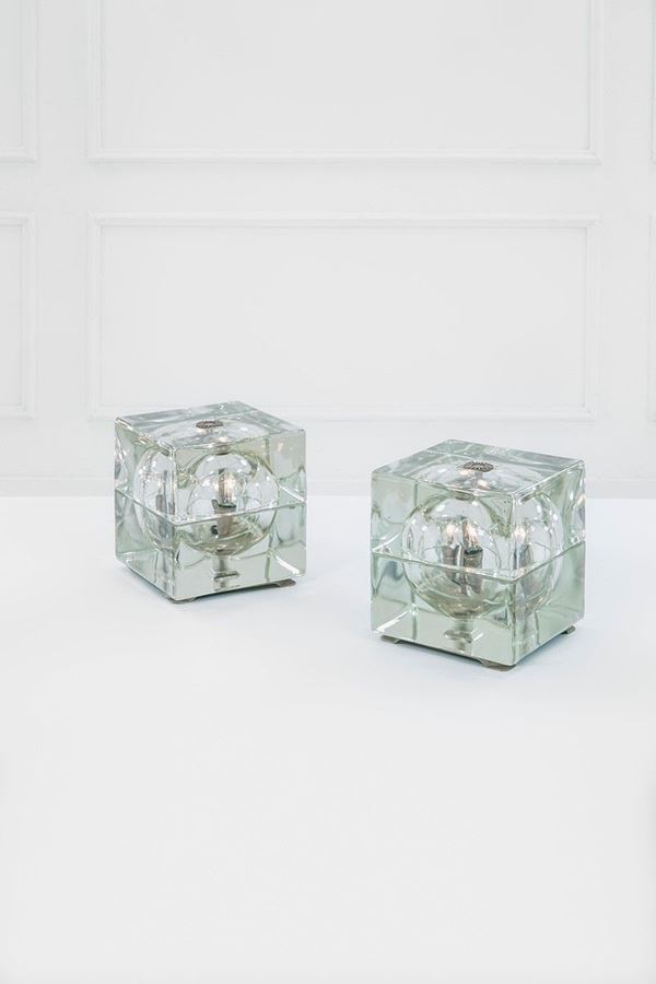 Alessandro Mendini : Due lampade da tavolo mod. cub  - Asta Design - Incanto Casa d'Aste e Galleria