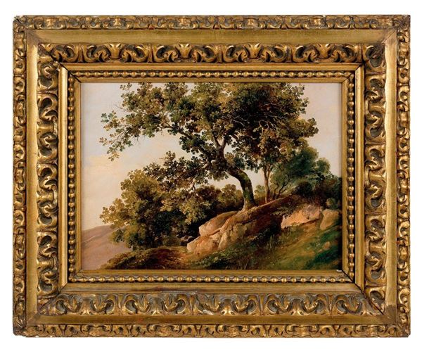 Consalvo Carelli : Paesaggio con alberi
Olio su   - Asta Antiquariato - Incanto Casa d'Aste e Galleria