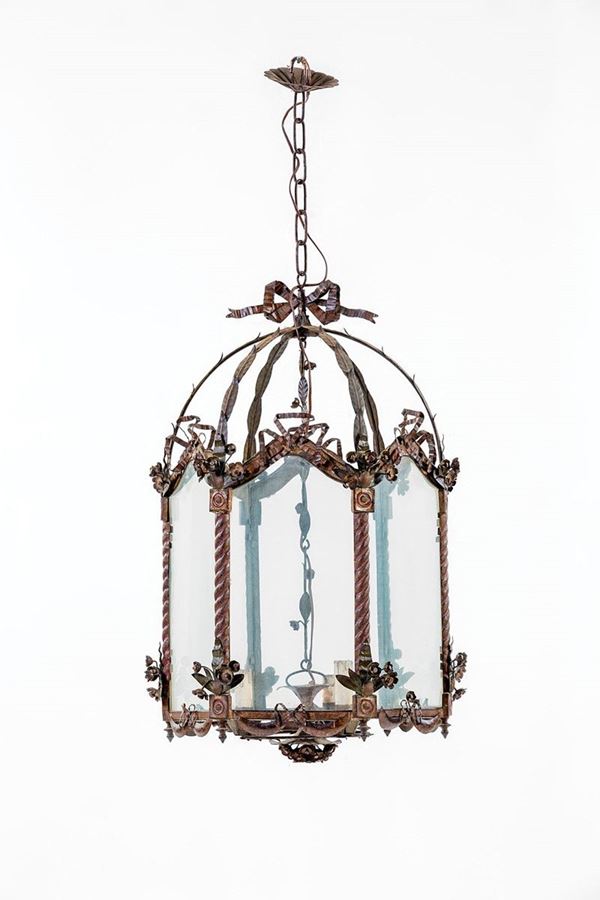 Lanterna in latta a tre luci d  - Asta Antiquariato - Incanto Casa d'Aste e Galleria
