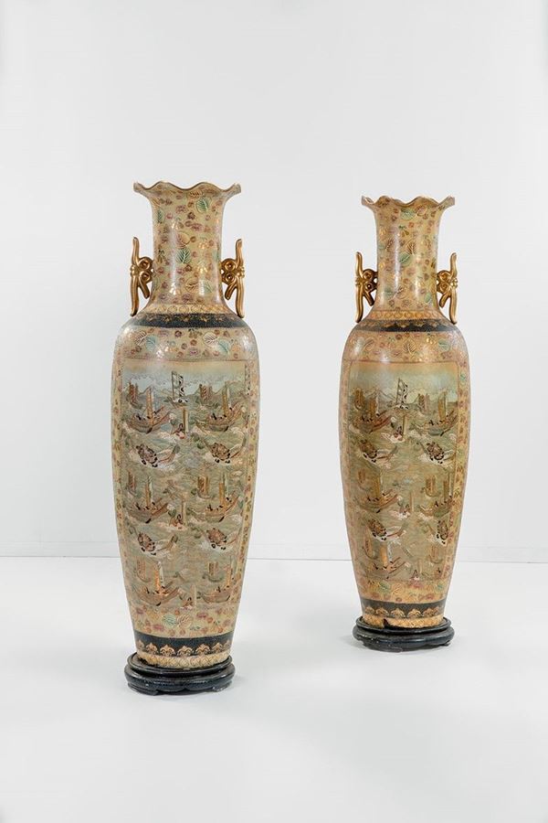 Coppia di grandi vasi in porce  - Auction Antiquariato - Incanto Casa d'Aste e Galleria