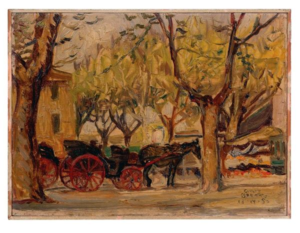 Giulio Boetto - Paesaggio con carrozza
Olio s
