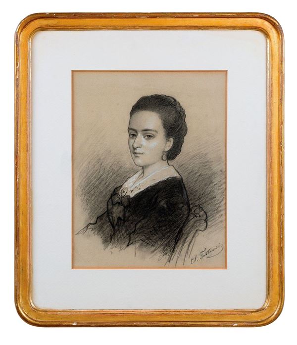 Antonio Fontanesi : Ritratto di donna
Tecnica mis  - Asta Antiquariato - Incanto Casa d'Aste e Galleria