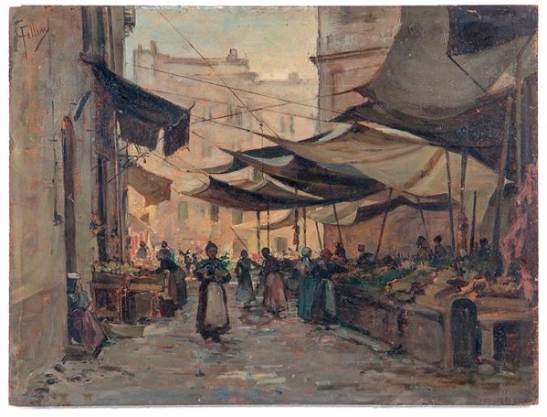 Carlo Follini - Scena di mercato
Olio su tavo