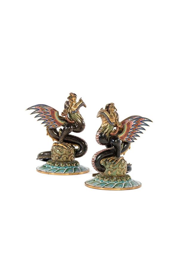 Due draghi in bronzo e smalti
  - Auction Antiquariato - Incanto Casa d'Aste e Galleria