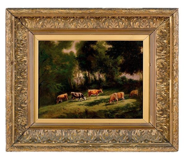 Filippo Palizzi - Paesaggio con mucche al pascol