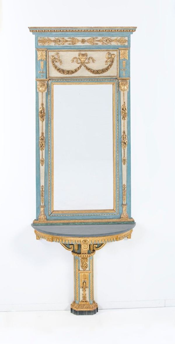 Console a mezzaluna con piede   - Asta Antiquariato - Incanto Casa d'Aste e Galleria