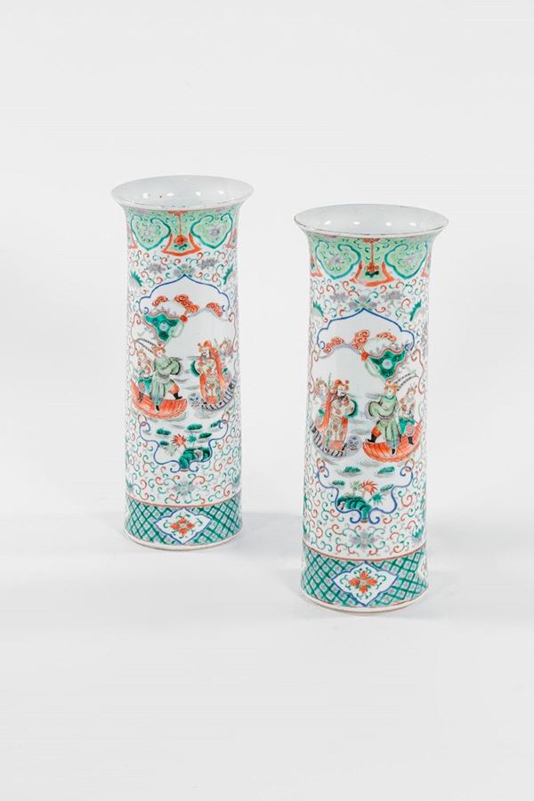 Coppia di vasi a tromba in por  - Asta Antiquariato - Incanto Casa d'Aste e Galleria