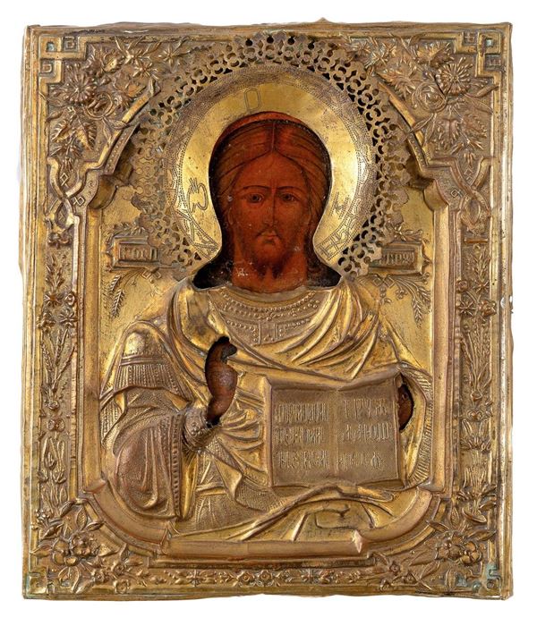 Icona con figura di Cristo, ri  - Asta Antiquariato - Incanto Casa d'Aste e Galleria