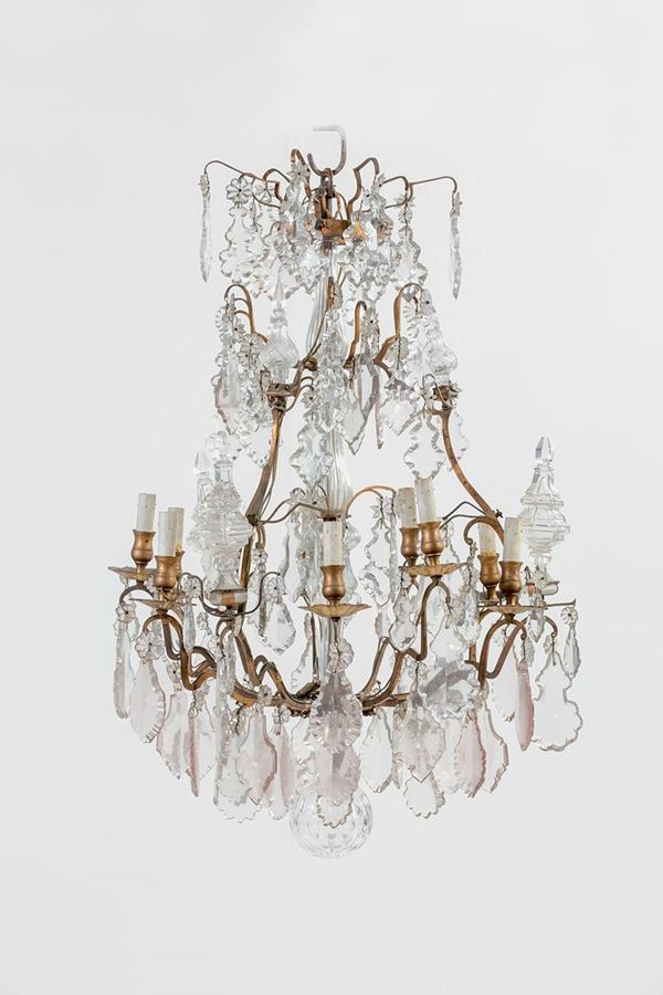 Lampadario a nove luci in bron