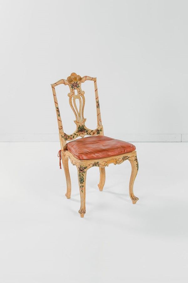 Sedia in legno laccato e dipin  - Asta Antiquariato - Incanto Casa d'Aste e Galleria