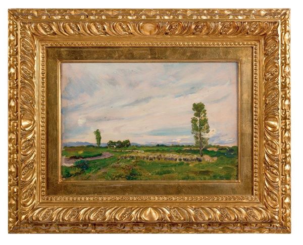 Arturo Conterno : Gregge
Olio su compensato, fi  - Asta Antiquariato - Incanto Casa d'Aste e Galleria