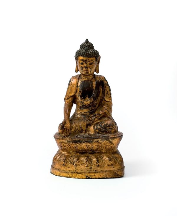 Buddha in bronzo laccato e dor  - Auction Antiquariato - Incanto Casa d'Aste e Galleria