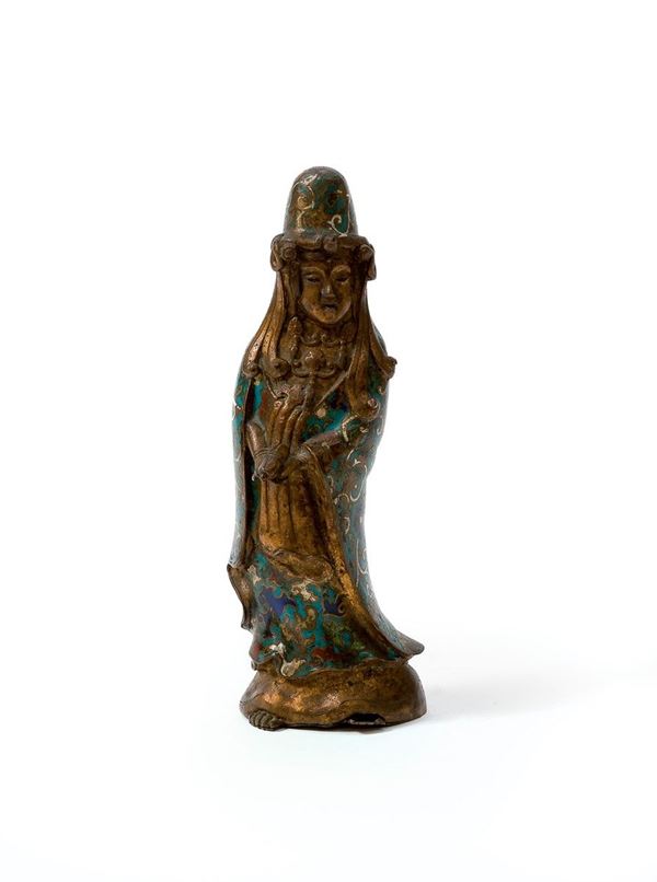 Guanyin in bronzo cloisonn&#233;
G