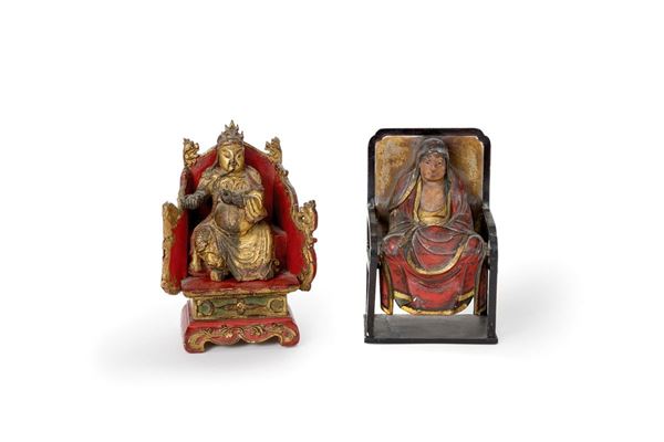 Una divinit&#224; e un monaco in le  - Auction Antiquariato - Incanto Casa d'Aste e Galleria