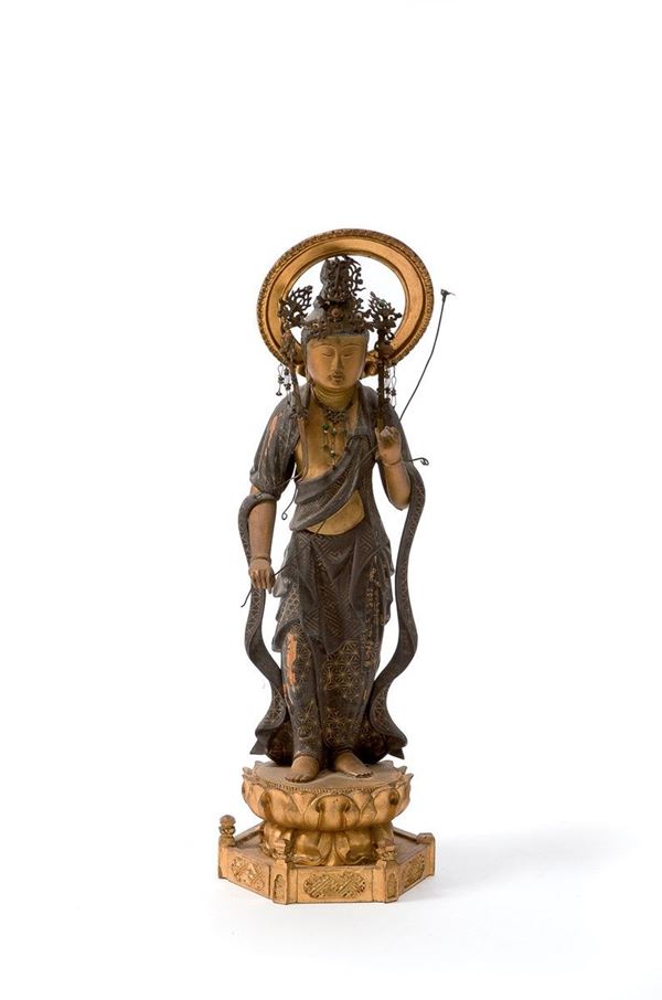 Figura di Kannon con aureola i  - Asta Antiquariato - Incanto Casa d'Aste e Galleria