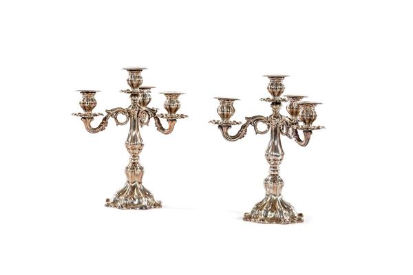 Coppia di candelieri a quattro  - Asta Antiquariato - Incanto Casa d'Aste e Galleria