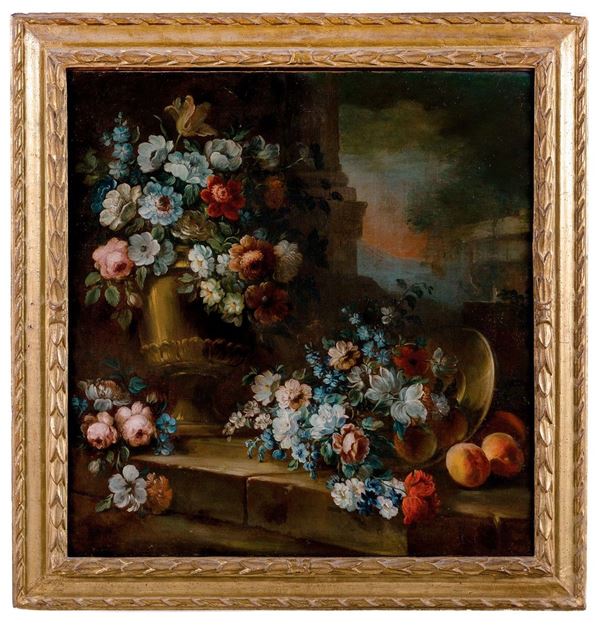 Pietro Francesco Gambone : Natura morta con fiori e frutt  - Asta Antiquariato - Incanto Casa d'Aste e Galleria