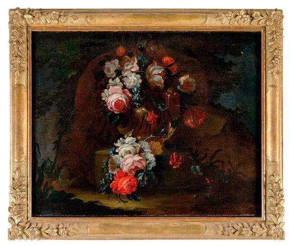 Pietro Francesco Gambone : Natura morta con fiori e frutt  - Asta Antiquariato - Incanto Casa d'Aste e Galleria