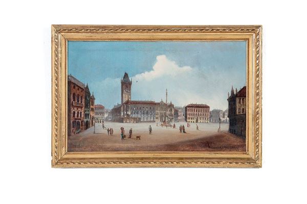 Scorcio di Citt&#224;
Olio su tela  - Asta Antiquariato - Incanto Casa d'Aste e Galleria