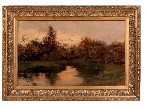 Giuseppe Serafino Grassi - Bosco con stagno
Olio su tavo