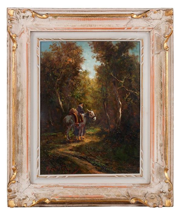 Mario Moretti Foggia - Bosco con figure
Olio su maso