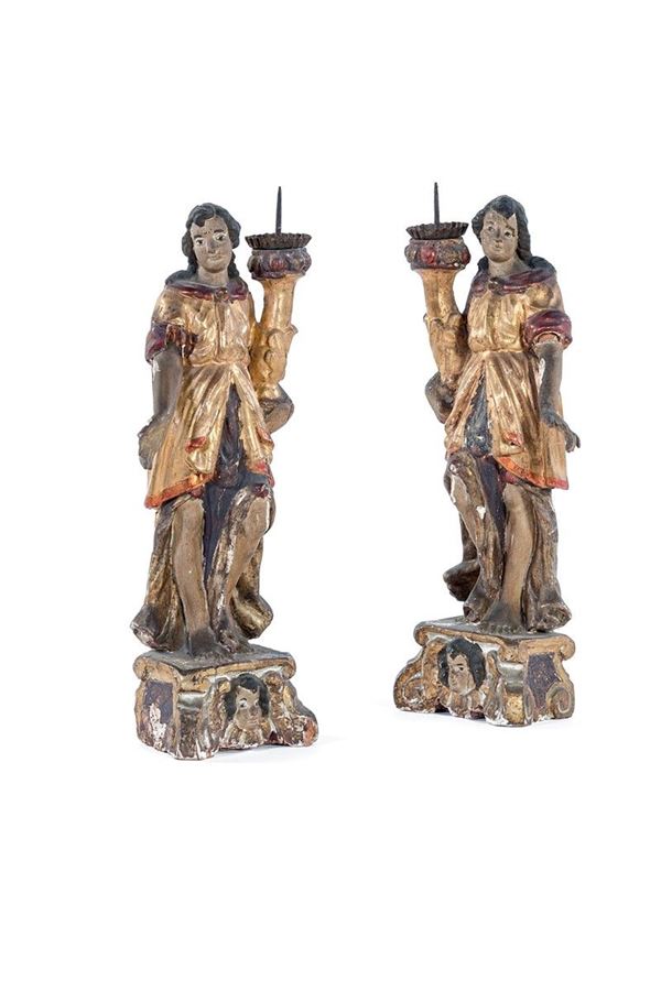 Coppia di sculture reggitorcia  - Asta Antiquariato - Incanto Casa d'Aste e Galleria