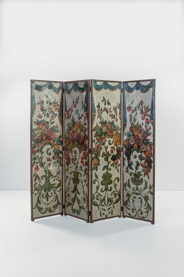 Paravento a quattro ante in cu  - Auction Antiquariato - Incanto Casa d'Aste e Galleria