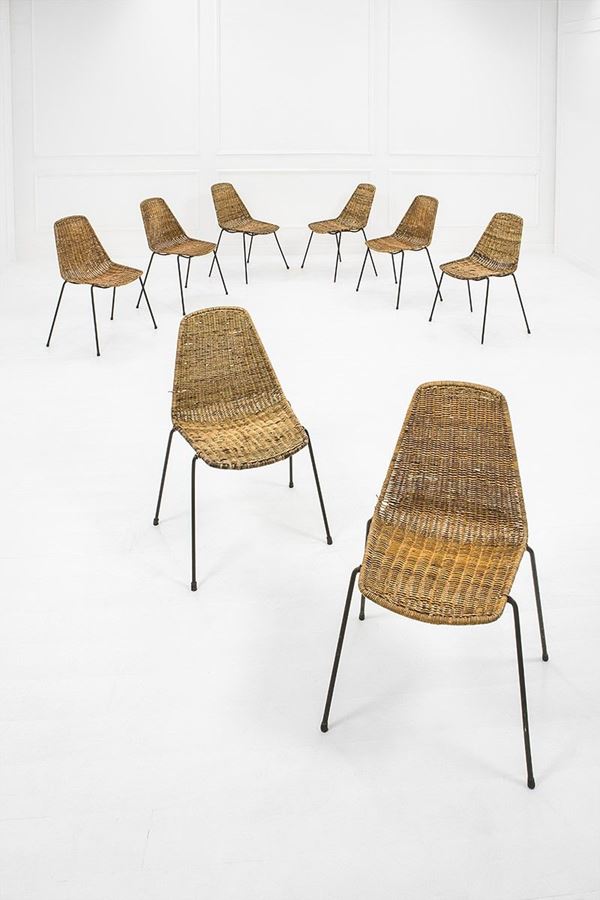 Gian Franco Legler : Otto sedie mod. Basket
Tondin  - Asta Design - Incanto Casa d'Aste e Galleria