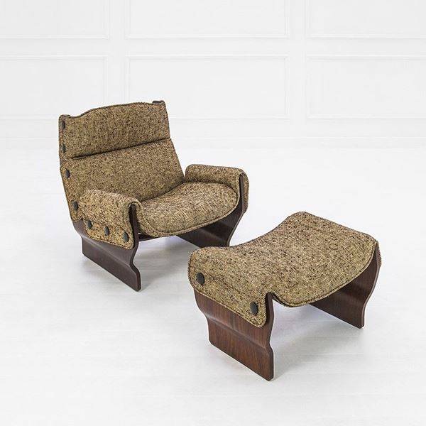 Osvaldo Borsani : Poltrona e poggiapiedi mod. Ca  - Auction Design - Incanto Casa d'Aste e Galleria