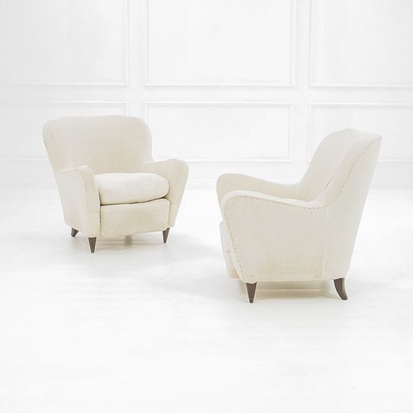 Luigi Saita : Due poltrone
Legno di noce, t  - Auction Design - Incanto Casa d'Aste e Galleria