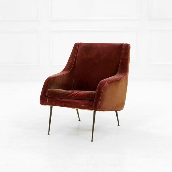 Carlo De Carli (attr) : Poltrona
Ottone lucido, tessu  - Auction Design - Incanto Casa d'Aste e Galleria