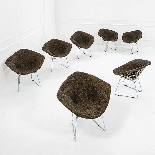 Harry Bertoia - Sette poltroncine mod. Diamond