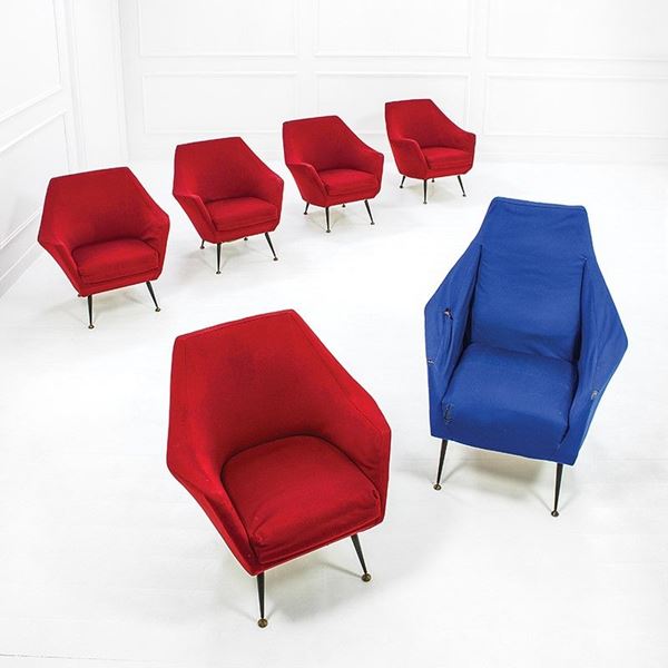 Cinque poltrone ed una berg&#232;re  - Auction Design - Incanto Casa d'Aste e Galleria