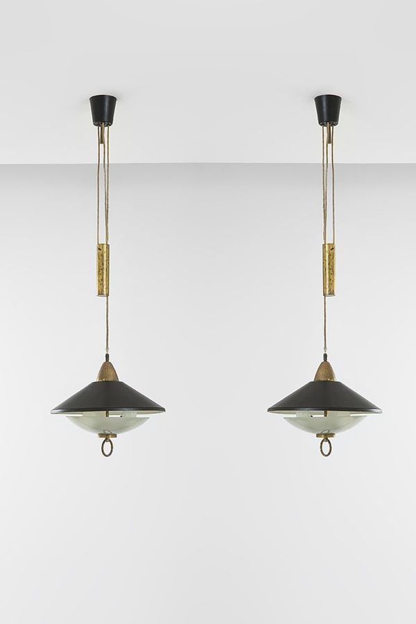Stilnovo (attr.) : Due lampade a sospensione ad a  - Auction Design - Incanto Casa d'Aste e Galleria