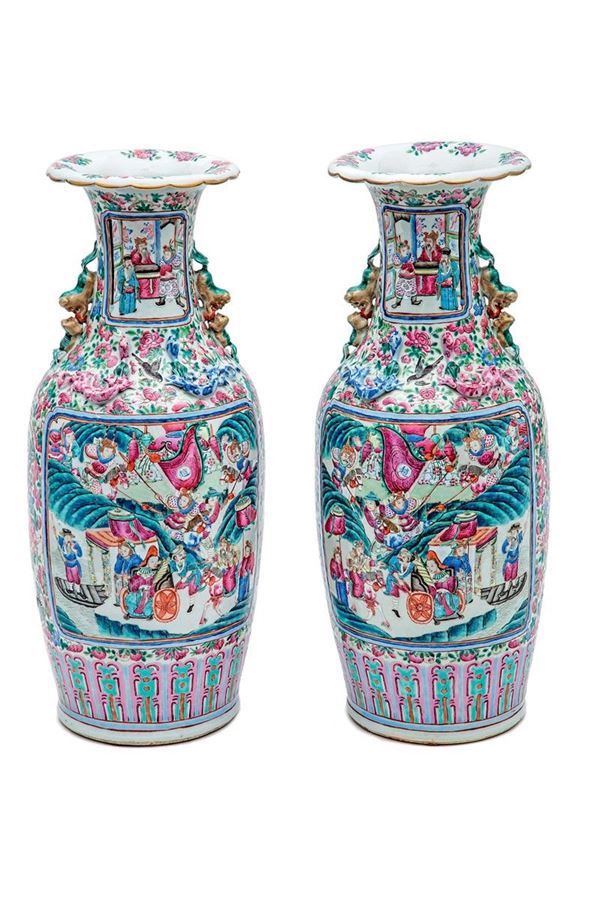 Coppia di vasi in porcellana d  - Auction Antiquariato - Incanto Casa d'Aste e Galleria