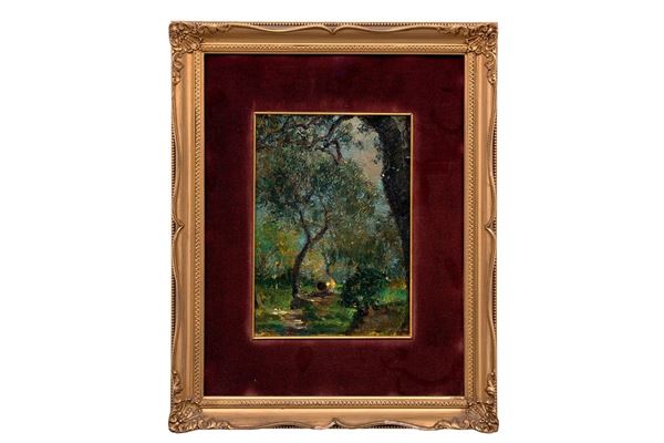 Lidio Ajmone : Sottobosco
Olio su cartone fi  - Asta Antiquariato - Incanto Casa d'Aste e Galleria