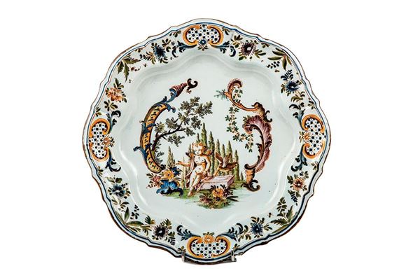 Grande piatto in maiolica deco