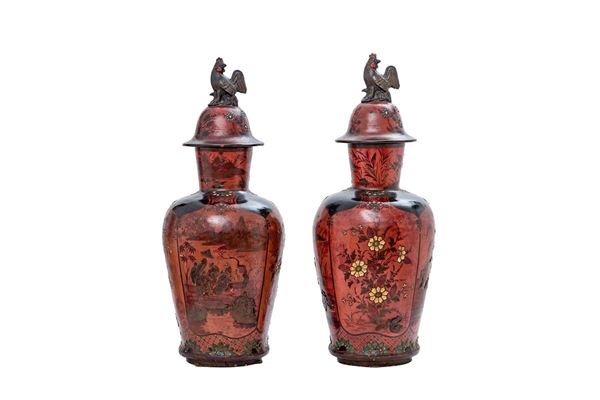 Coppia di potiches con coperch  - Auction Antiquariato - Incanto Casa d'Aste e Galleria
