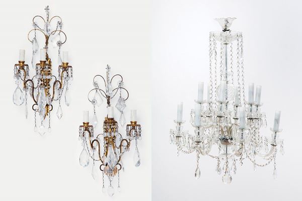 Lampadario a dodici luci e due  - Auction Antiquariato - Incanto Casa d'Aste e Galleria