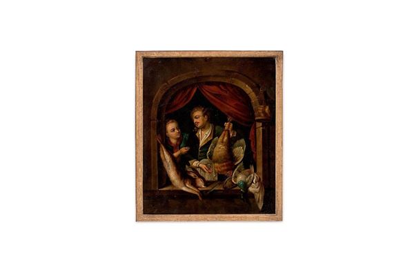 Willem Van Mieris - Cuoco con la selvaggina e acqu
