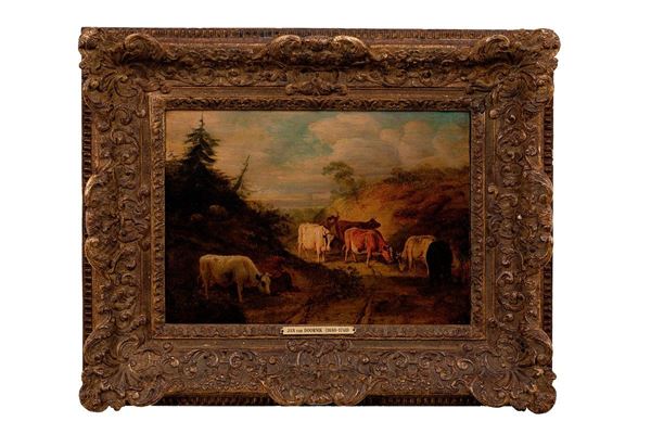 Jan Van Doornik - Paesaggio con armenti
Olio su