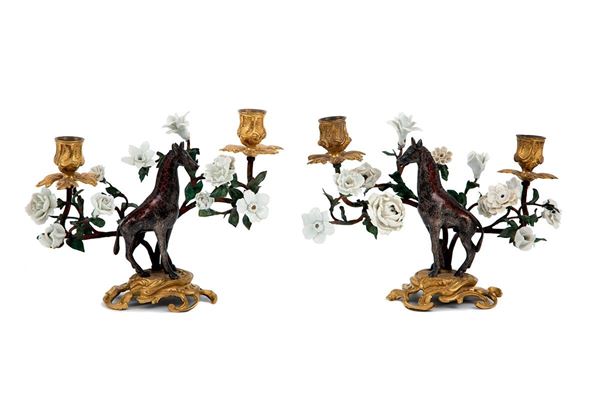 Coppia di candelieri in bronzo  - Asta Antiquariato - Incanto Casa d'Aste e Galleria