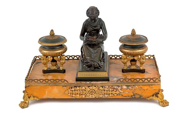 Calamaio in bronzo con al cent  - Asta Antiquariato - Incanto Casa d'Aste e Galleria